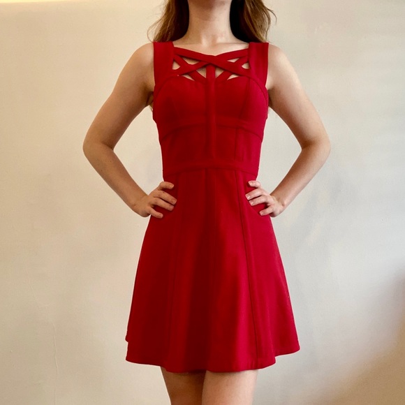 BCBG MAXAZARIA Red Cut Out Dress - Picture 1 of 4